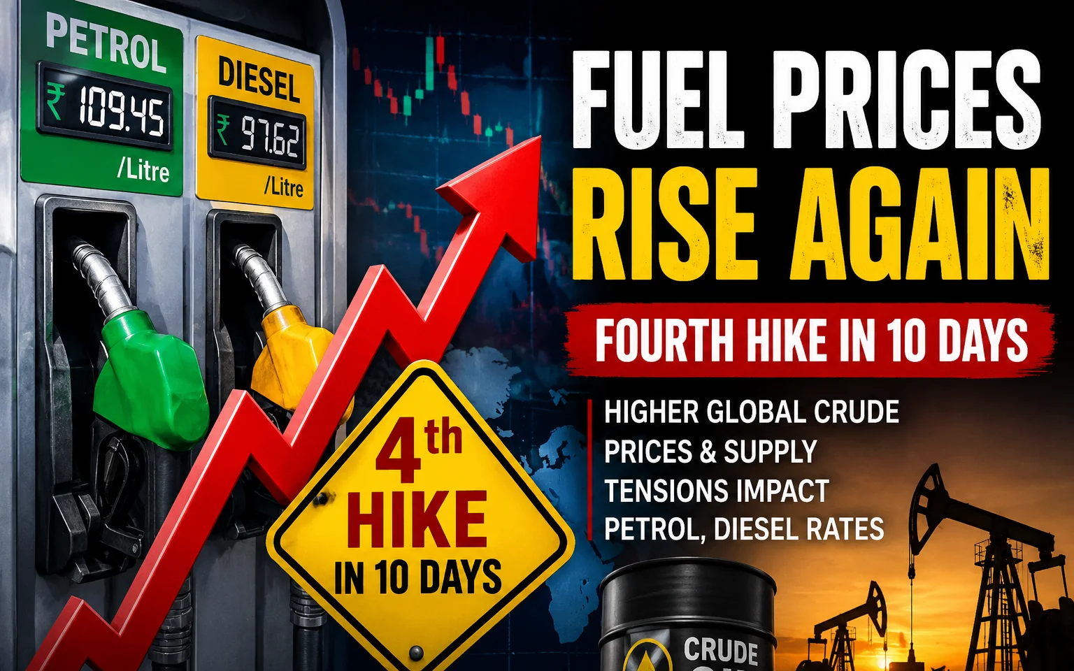 Fuel Prices Rise Again as Petrol and Diesel Rates Increased for Fourth ...